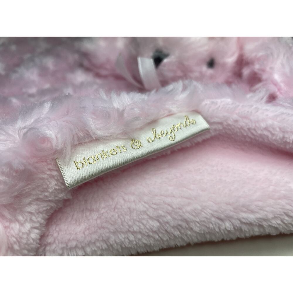 Blankets & Beyond Pink Bunny Lovey Nunu Rosette Swirl Plush Baby Blanket NWT - Picture 6 of 9